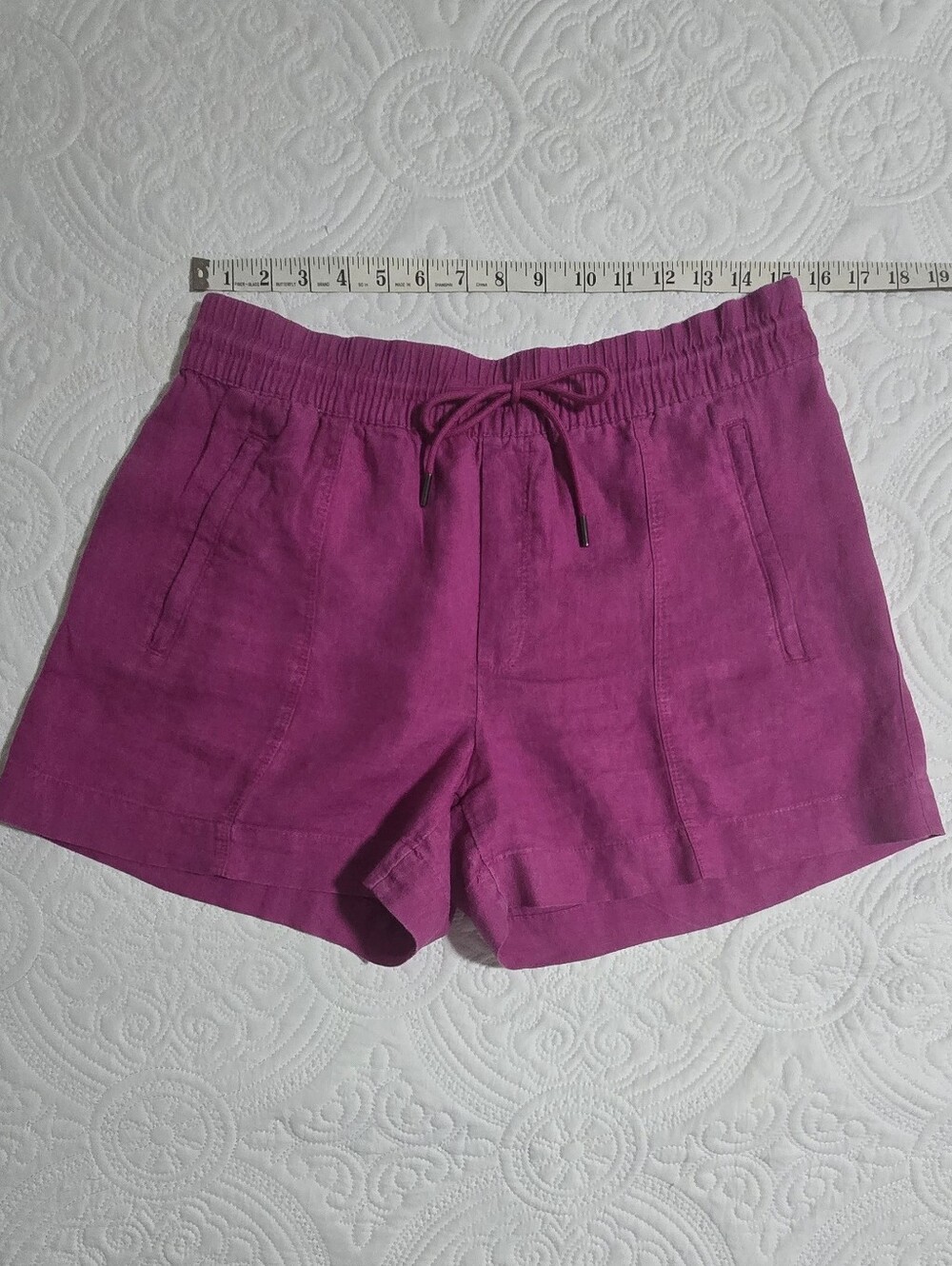 Athleta 100% Linen Hot Pink Drawstring Women's Shorts  S